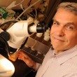 Giovanni Bosco, PhD, is studying fruit flies to help discover the precise molecules and neuronal networks that connect the mind to the body. (photo by Jon Gilbert Fox)