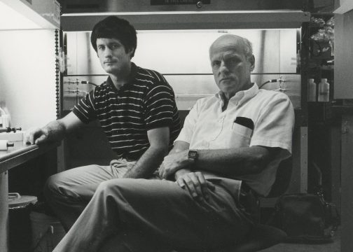 Paul Guyre (L) with Allan Munck (R) in 1984.