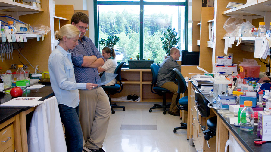 In the Kettenbach Lab: (left to right) Arminja Kettenbach, Scott Rusin, Kate Schlosser, and Adam Petrone. (photo courtesy of Kettenback Lab)