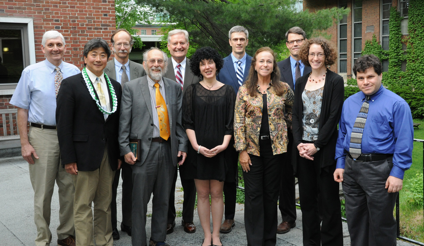 The 2015 Geisel Academy of Master Educators honorees. Back row (left to right): Peter A. Mason, Cantwell Clark, Oglesby H. Young, John Dick, Hugh F. Huizenga. Front row (left to right): Alan T. Kono, Harold M. Swartz, Sharona Sachs, Sarah G. Johansen, Kelly A. Keiffer, and Harley P. Friedman. Not pictured: E. Ann Gormley. Photo by Jon G. Fox.