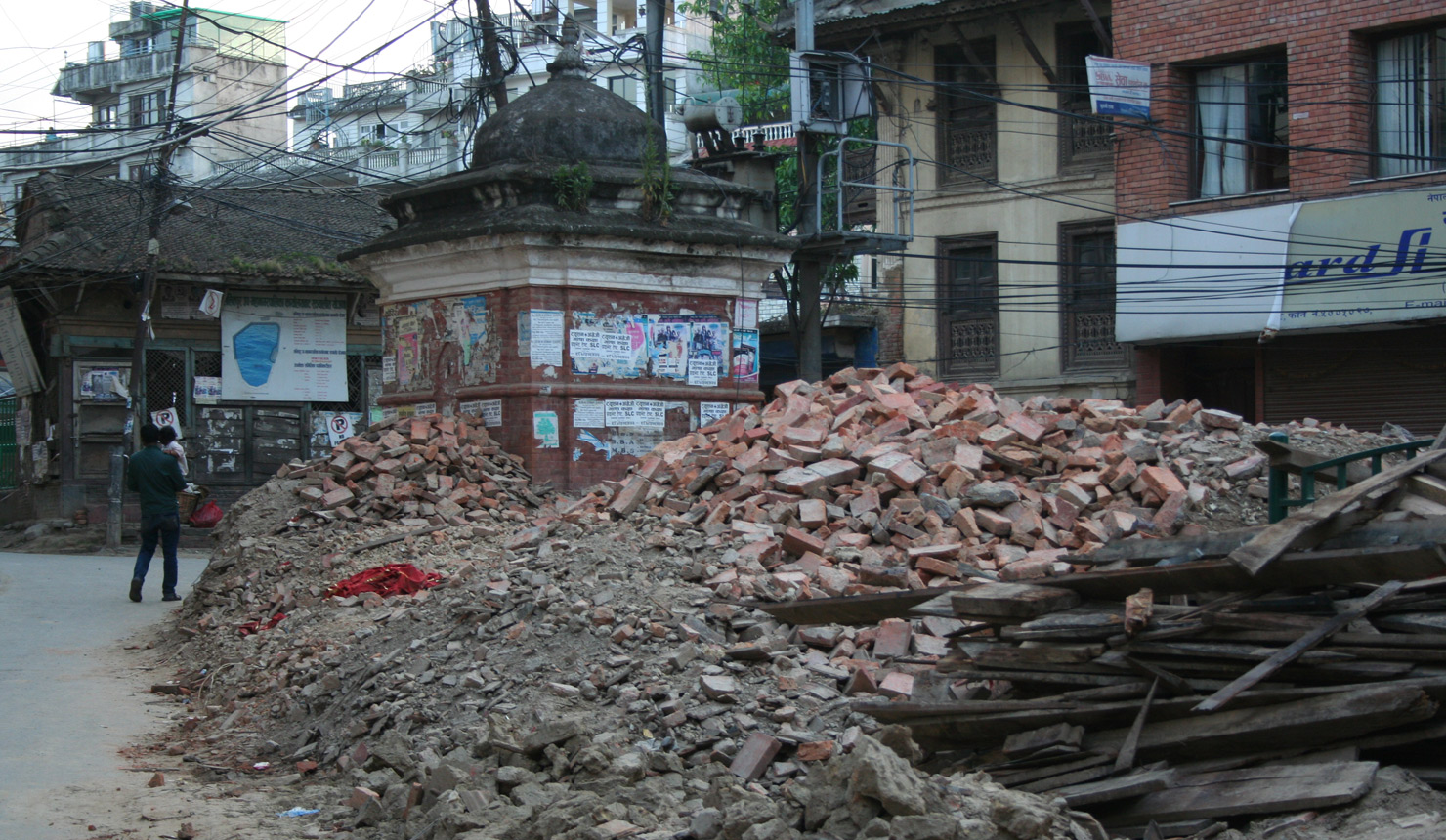 Many of the buildings in Kathmandu that survived the first quake collapsed when a 7.3 magnitude earthquake struck on May 12. Permanent shelter is an urgent need in the devastated country as the monsoon season approaches, says Geisel student Shreya Shrestha. (Photo by Shreya Shrestha)