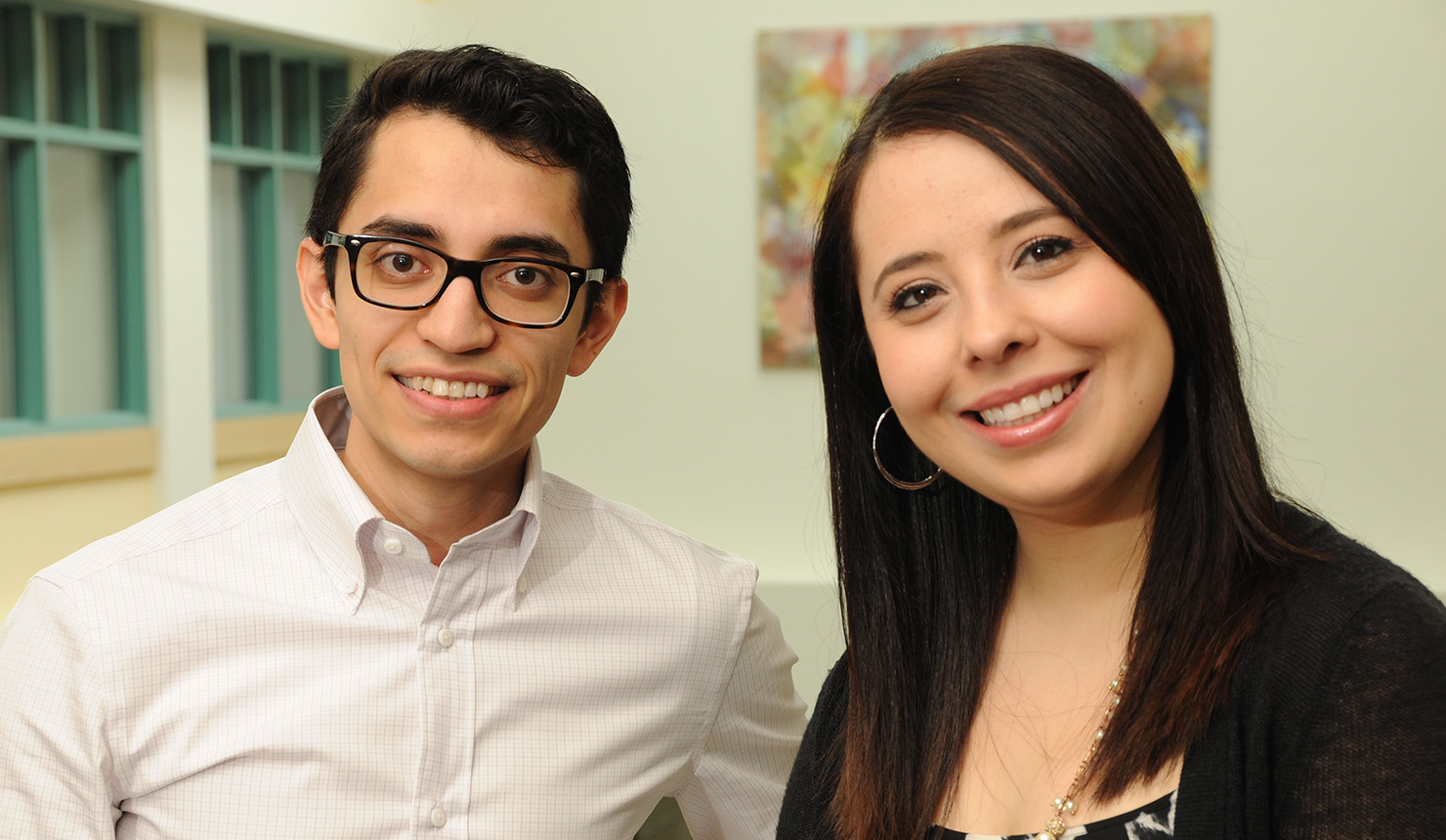 By establishing a first-ever Latino Medical Student Association Northeast chapter at Geisel School of Medicine, Freddy Vazquez '18 and Adrianna Stanley '18 are ambassadors for Geisel's growing Latino community. (Photo by Jon Gilbert Fox)