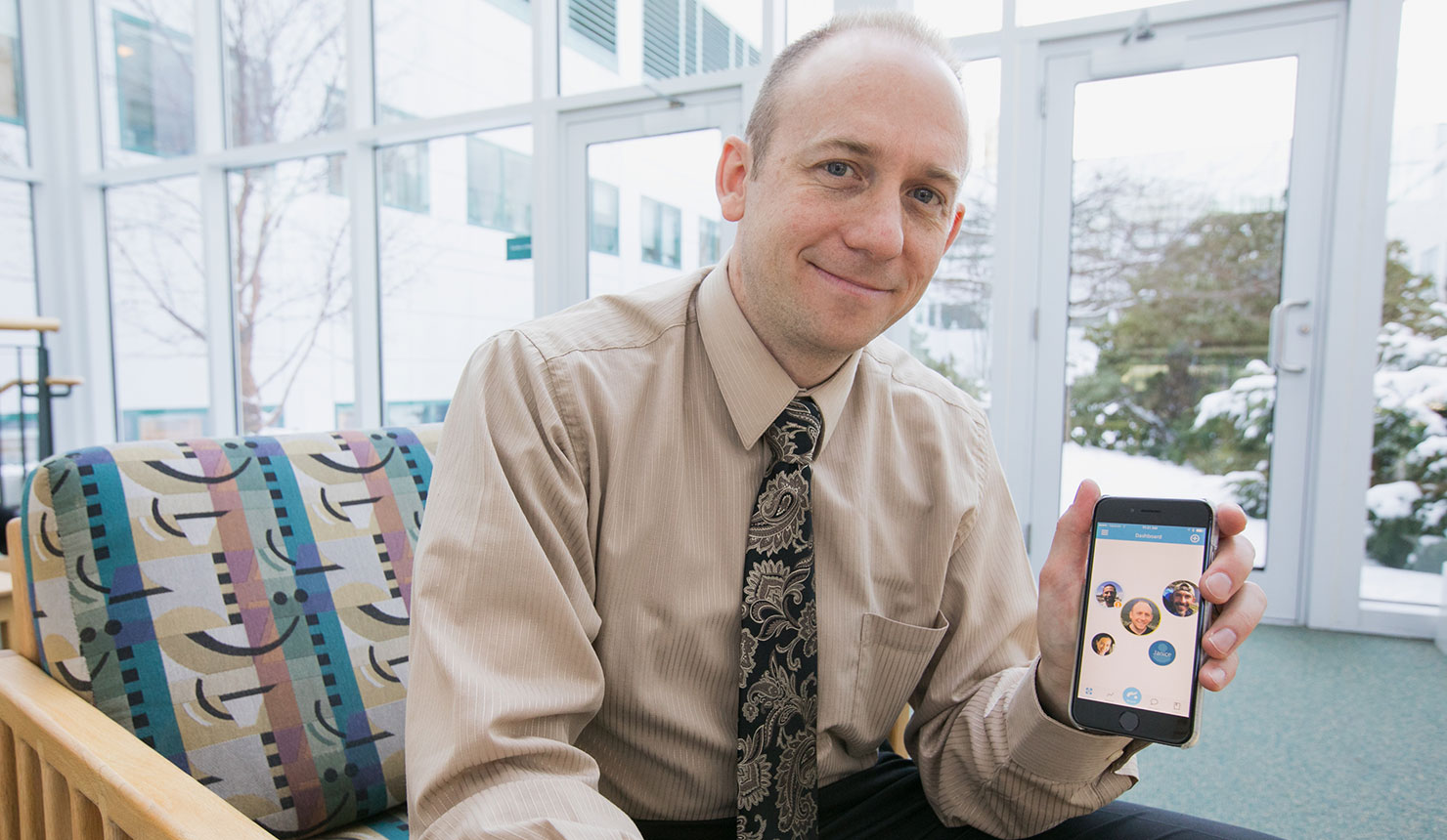 Geisel's William Hudenko developed the Proxi app with colleagues at Dartmouth. (Photo by Robert Gill)