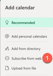 Illustrates the Subscribe from web option in BWA